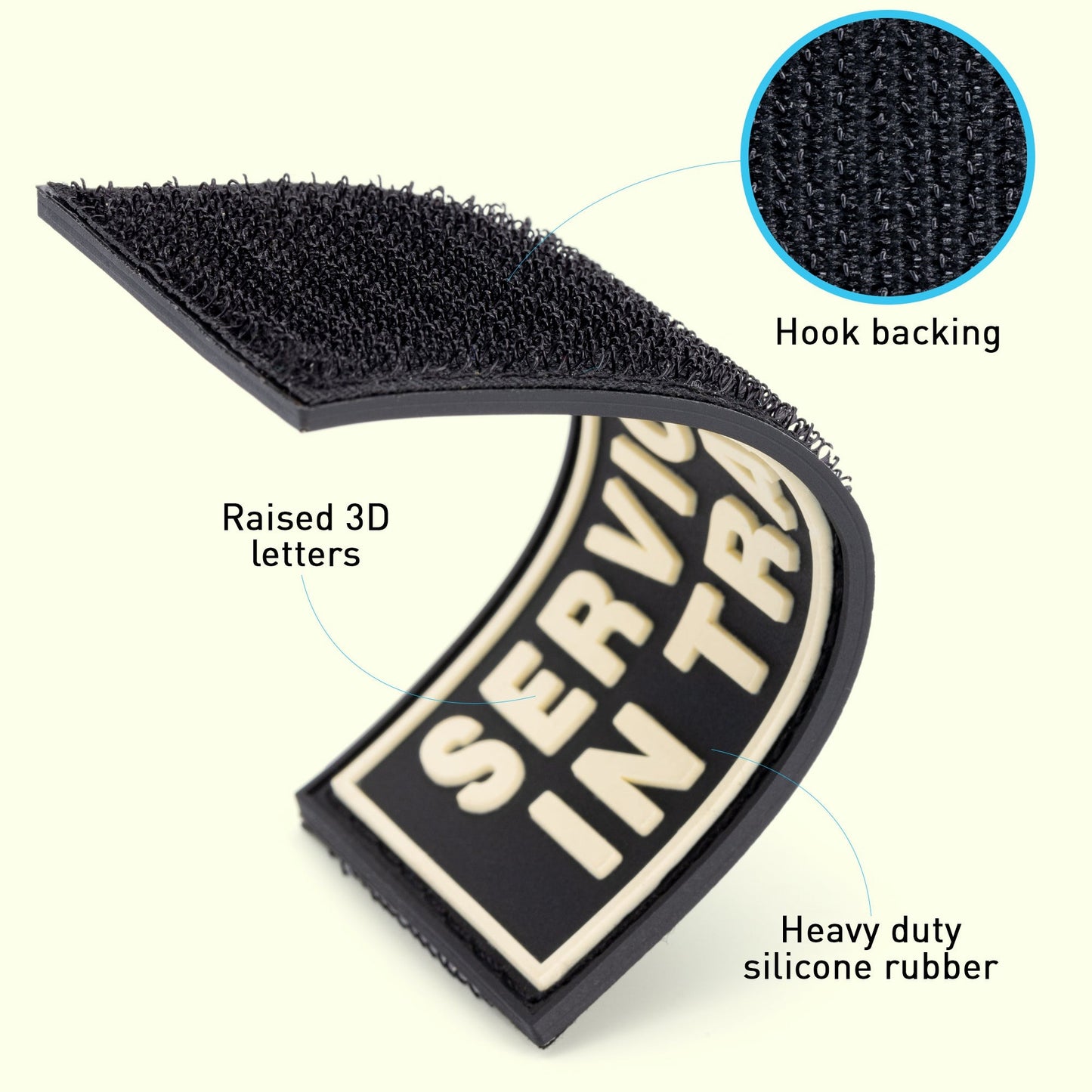 3D Rubber "Service Dog in Training" Removable Patches for Dog Harness and Vest