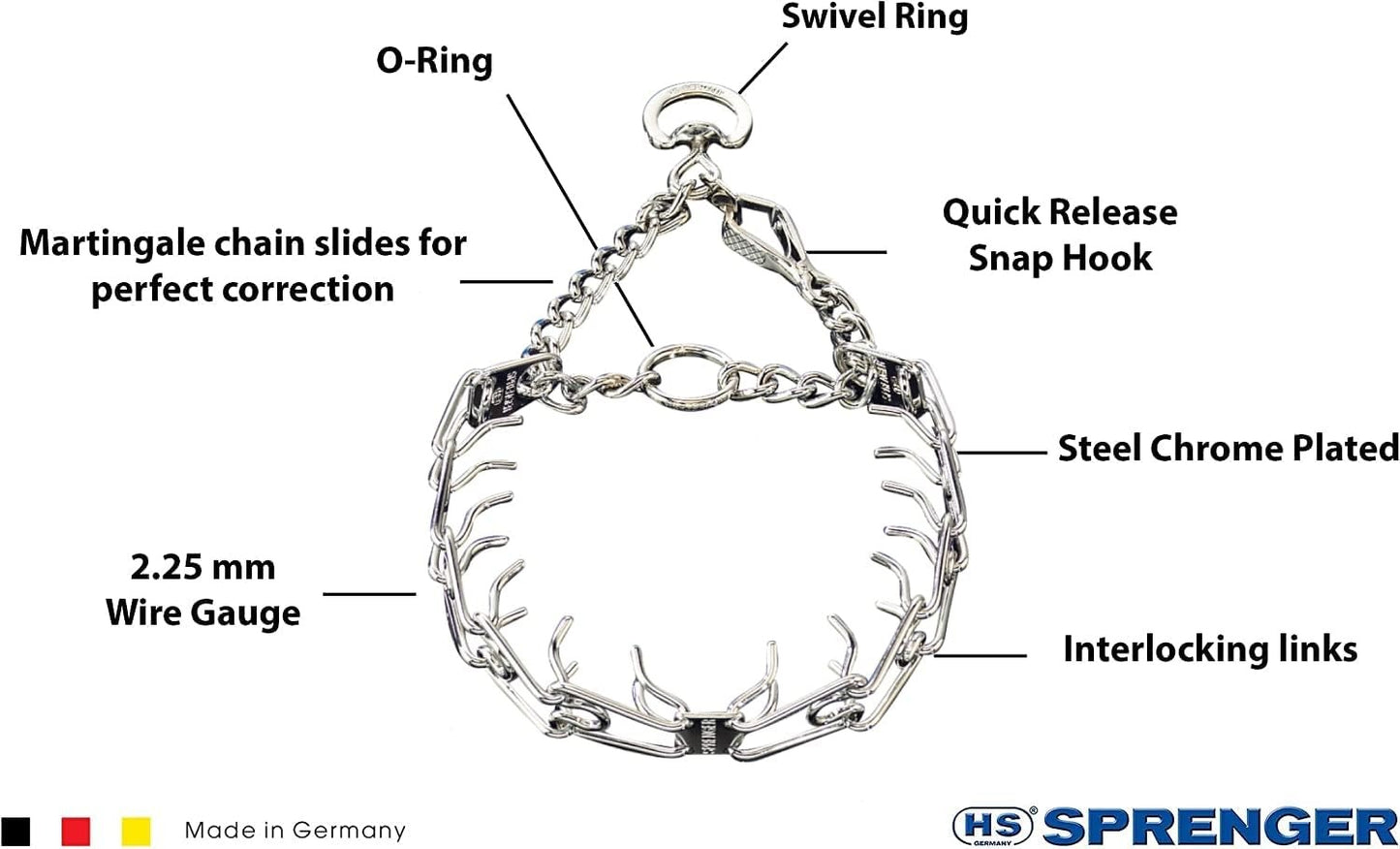 Herm Sprenger Chrome Prong Collar with Scissor Snap