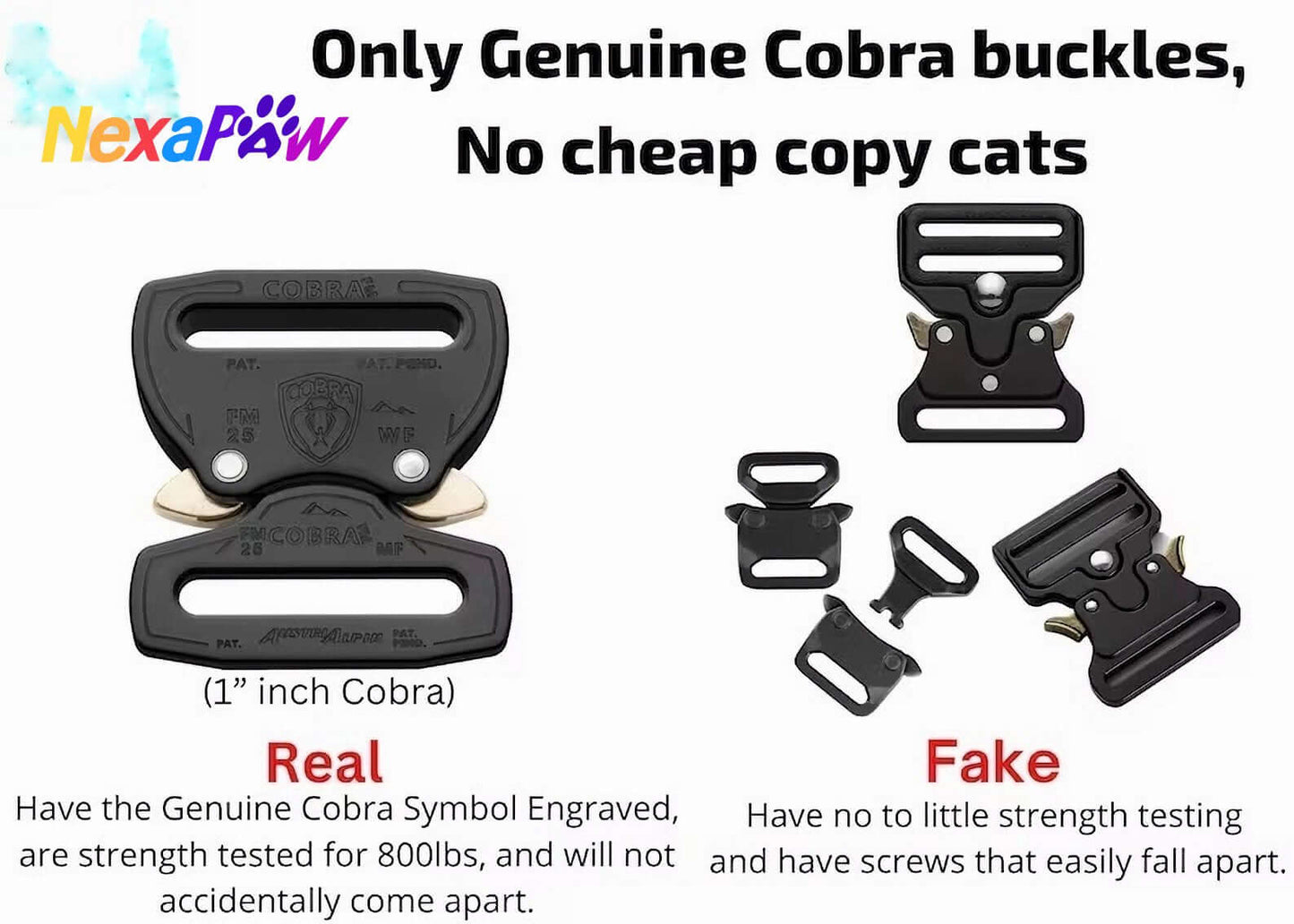 NexaPaw Biothane Tactical Cobra Buckle Dog Collar
