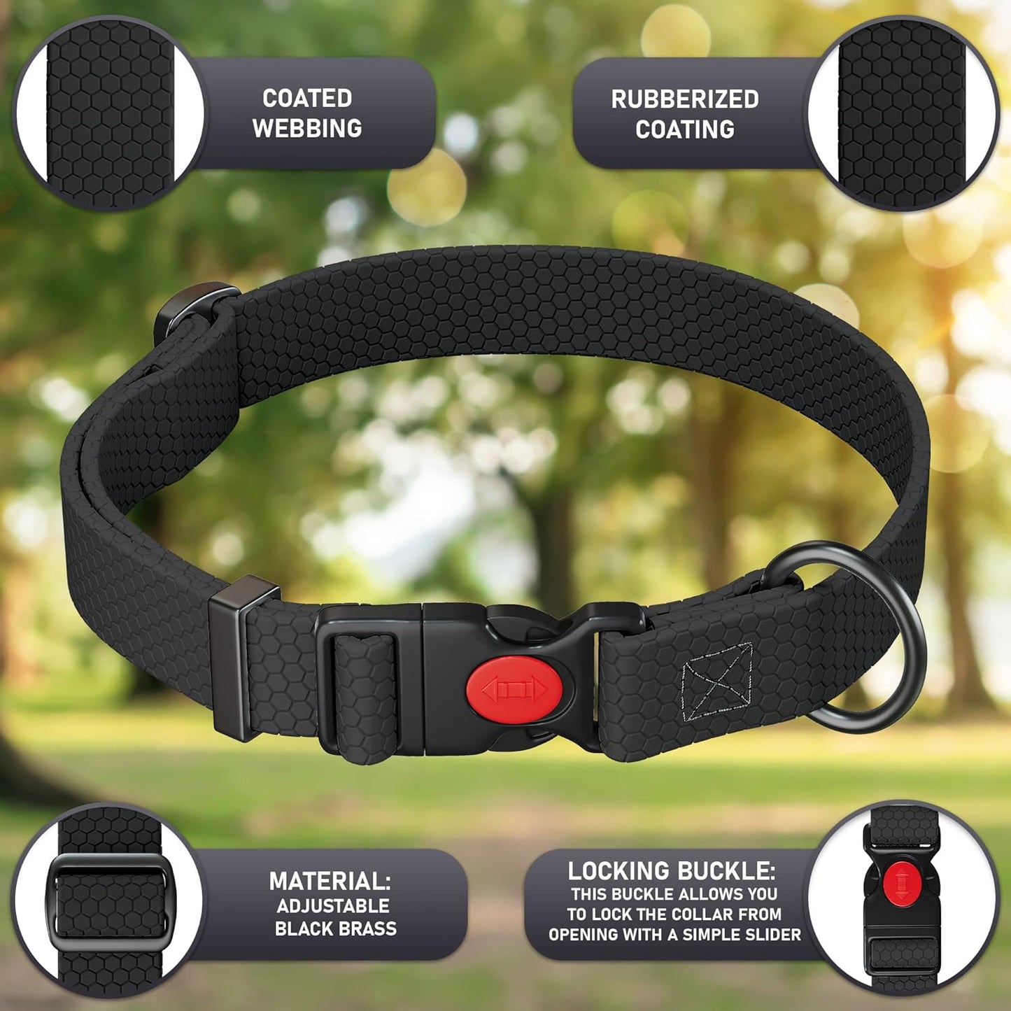Collar de perro ajustable NexaPaw con hebilla de bloqueo de seguridad