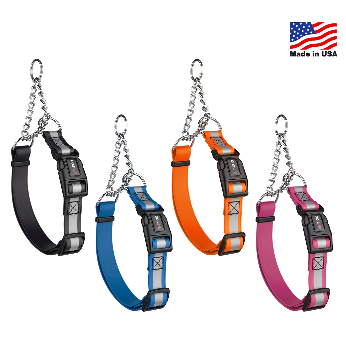 Reflective Biothane Martingale Collar with Quick Release Buckle