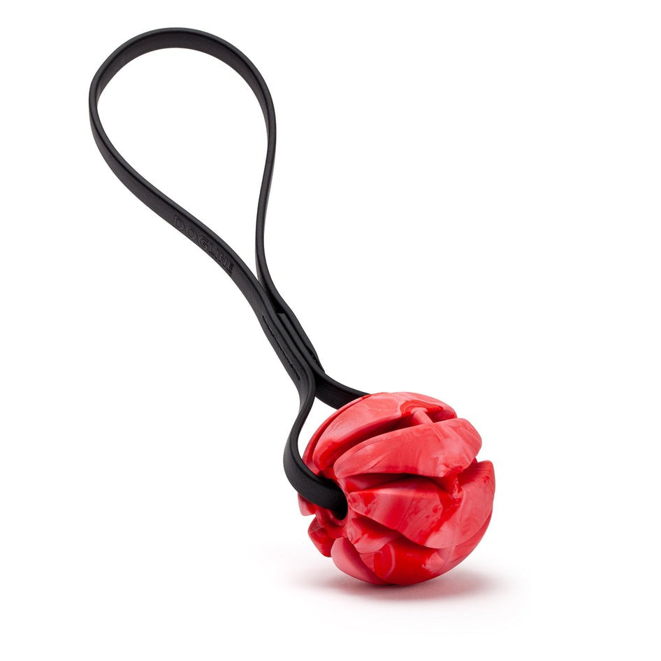 Rubber Spiral Ball Dog Toy with Biothane Handle