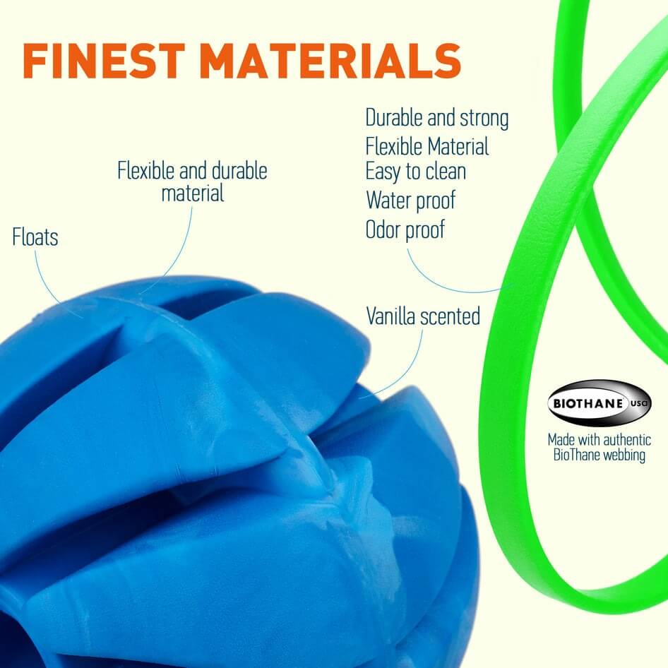 Rubber Spiral Ball Dog Toy with Biothane Handle