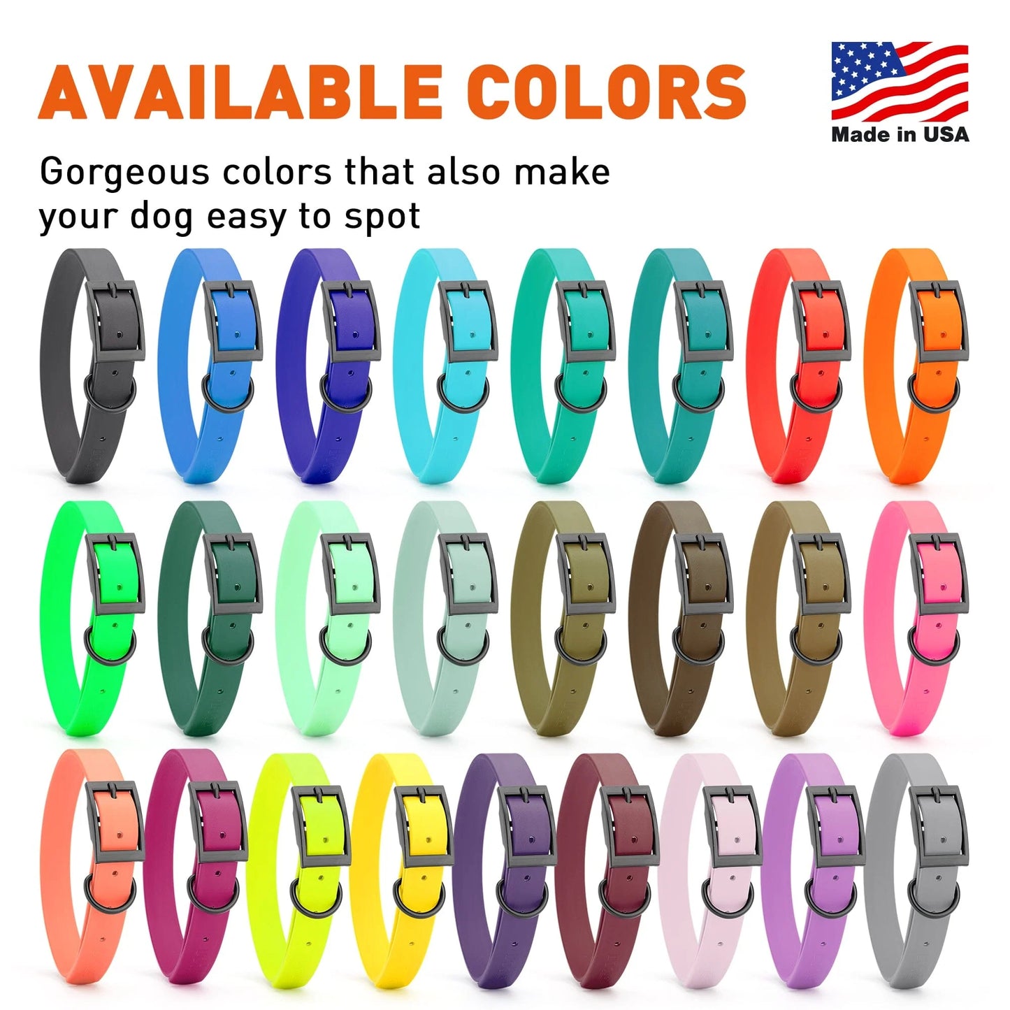 Wide 1.5"- XL (20 to 24 inches) Biothane Waterproof Collar