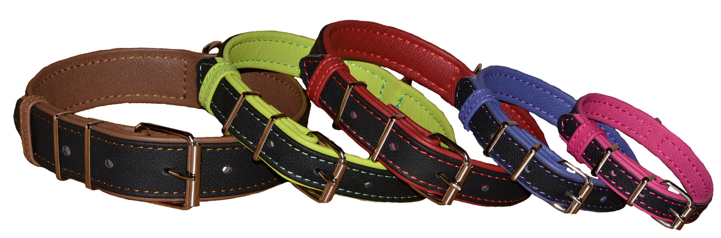 Soft Leather Dual-Color Flat Collar