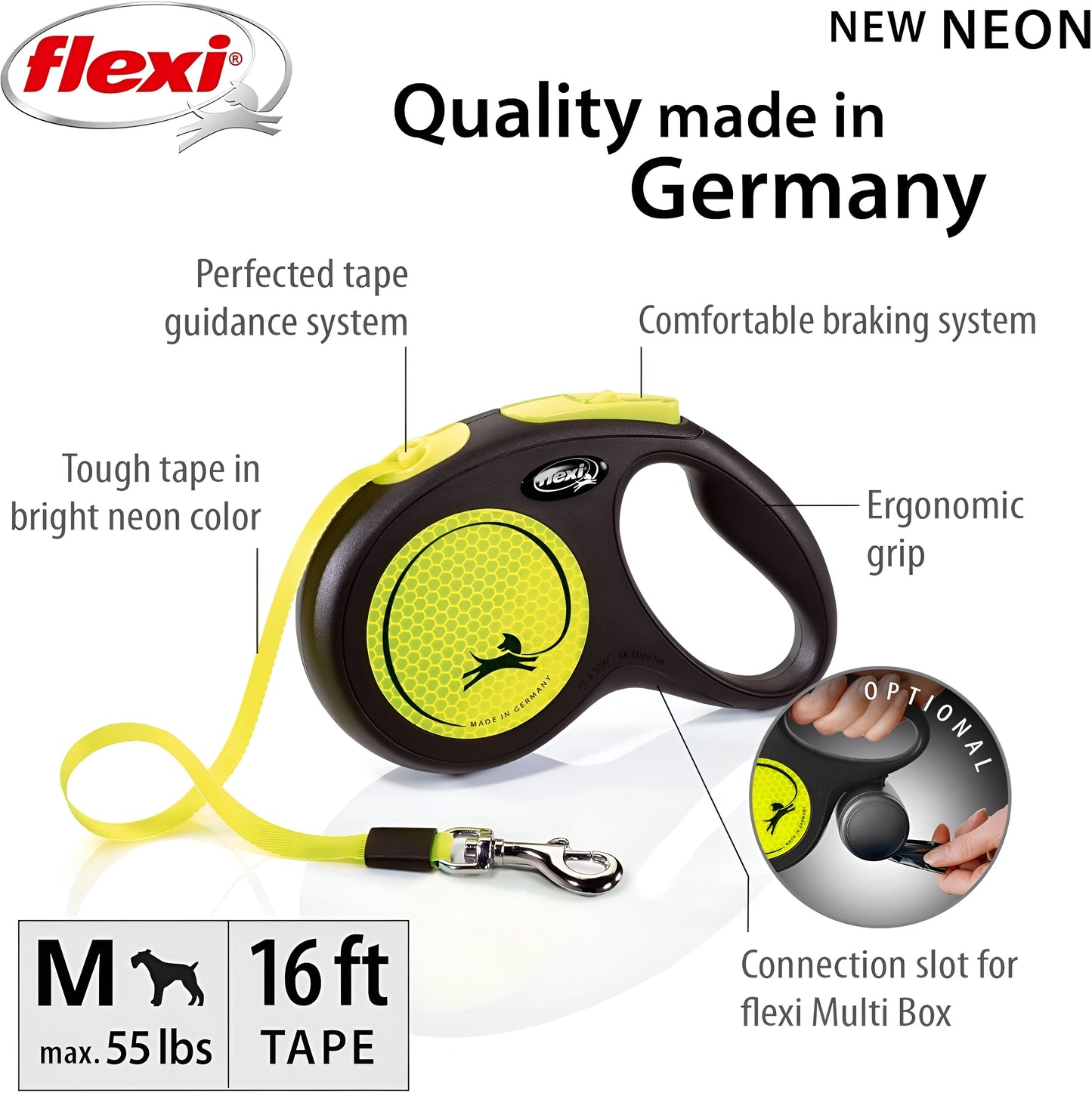 Durable Nylon Flexi Leash with Rust-proof Fittings