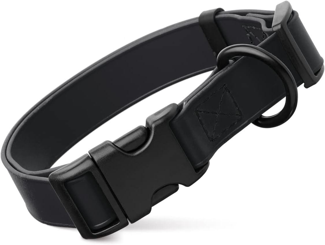 Biothane Waterproof Collar with QR Buckle Black