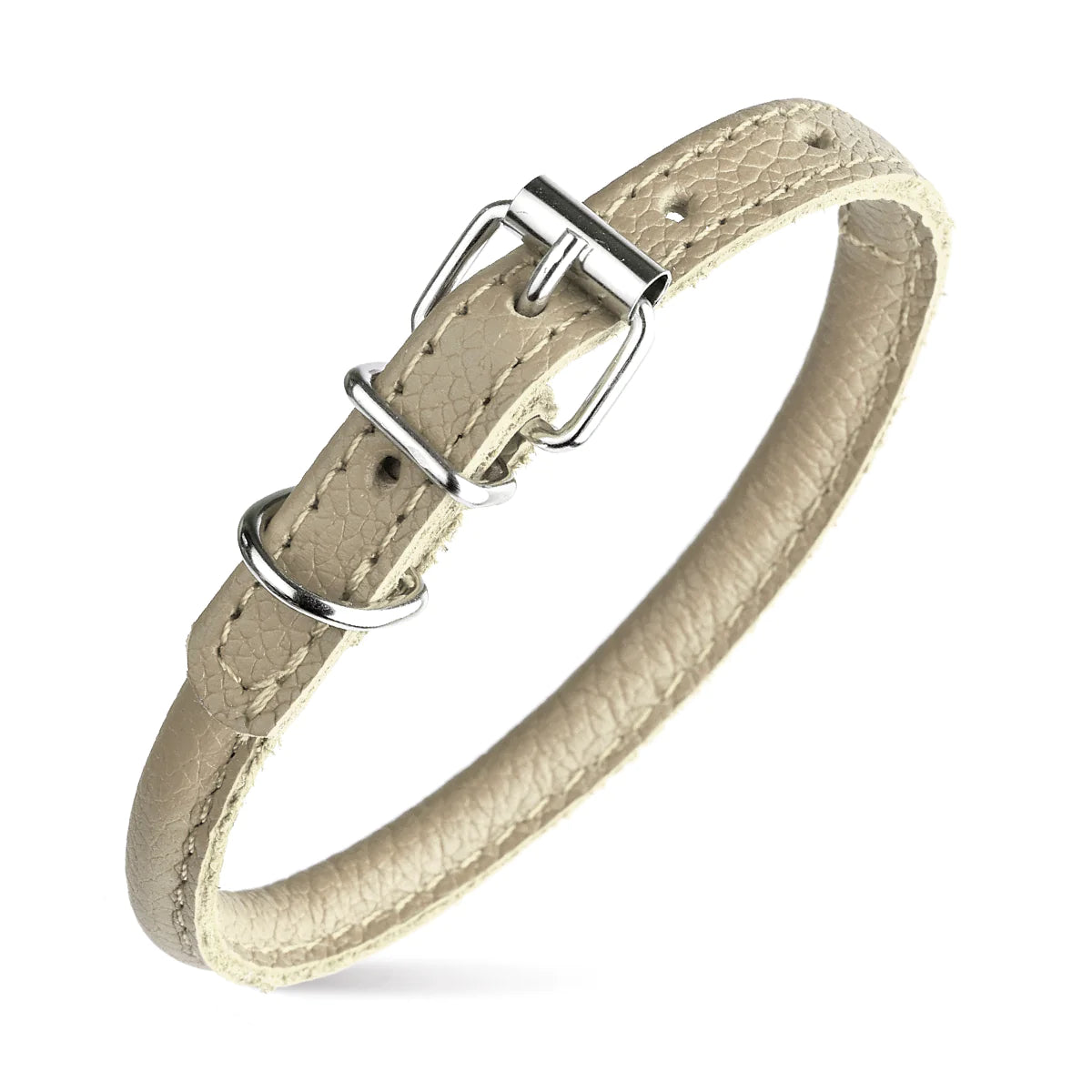 Soft Leather Collar Rolled Round Soft Padded