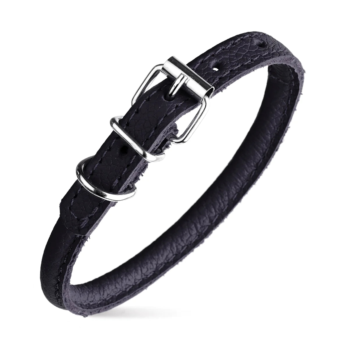 Soft Leather Collar Rolled Round Soft Padded