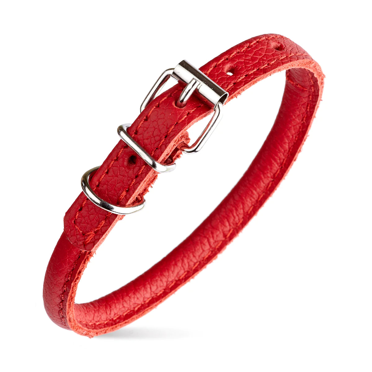 Soft Leather Collar Rolled Round Soft Padded