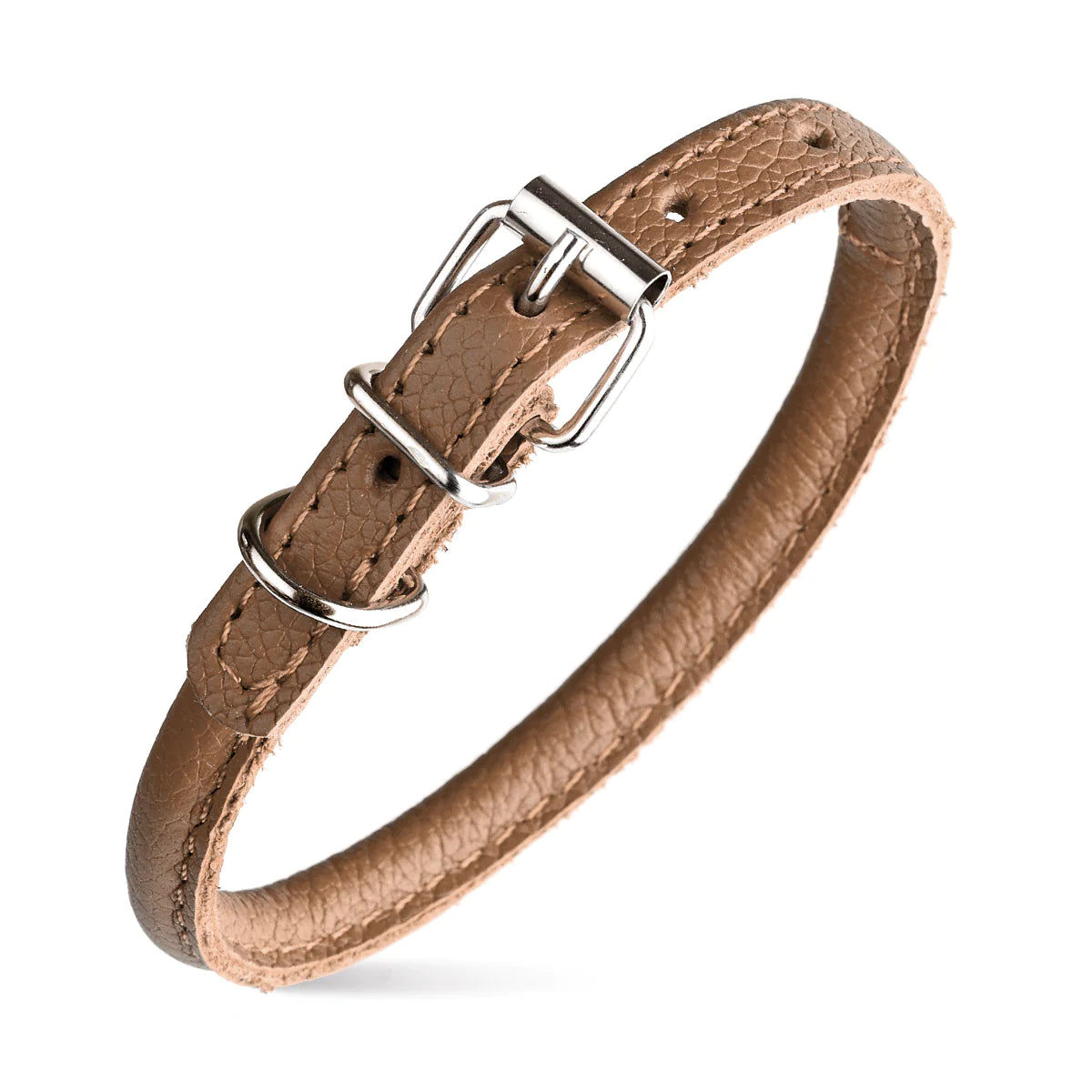 Soft Leather Collar Rolled Round Soft Padded