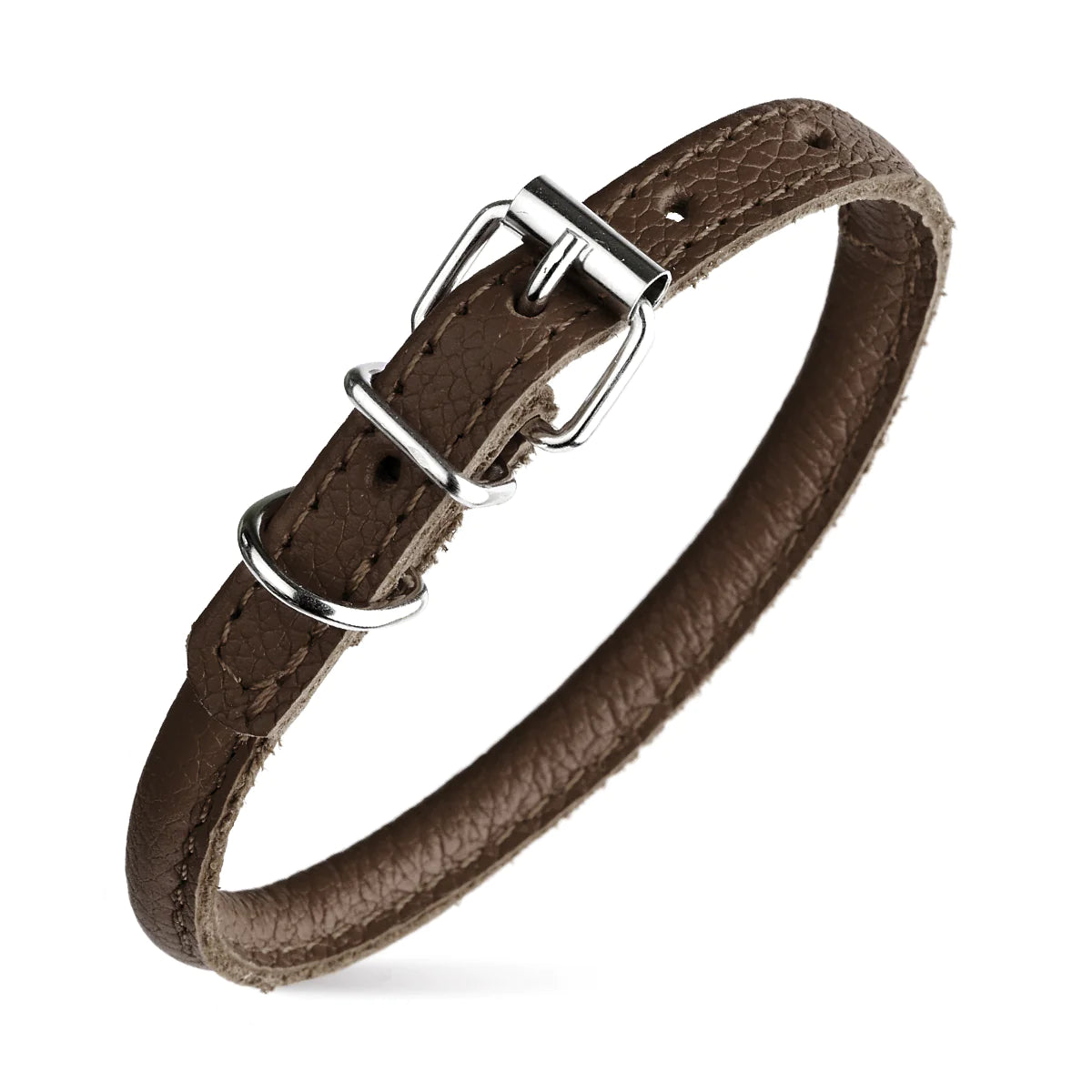 Soft Leather Collar Rolled Round Soft Padded