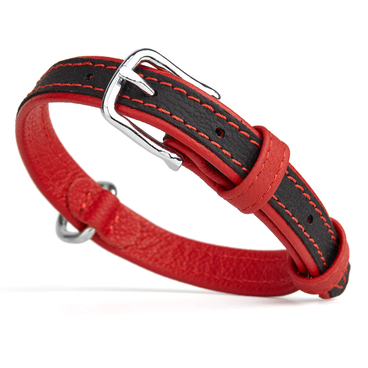 Soft Leather Dual-Color Flat Collar
