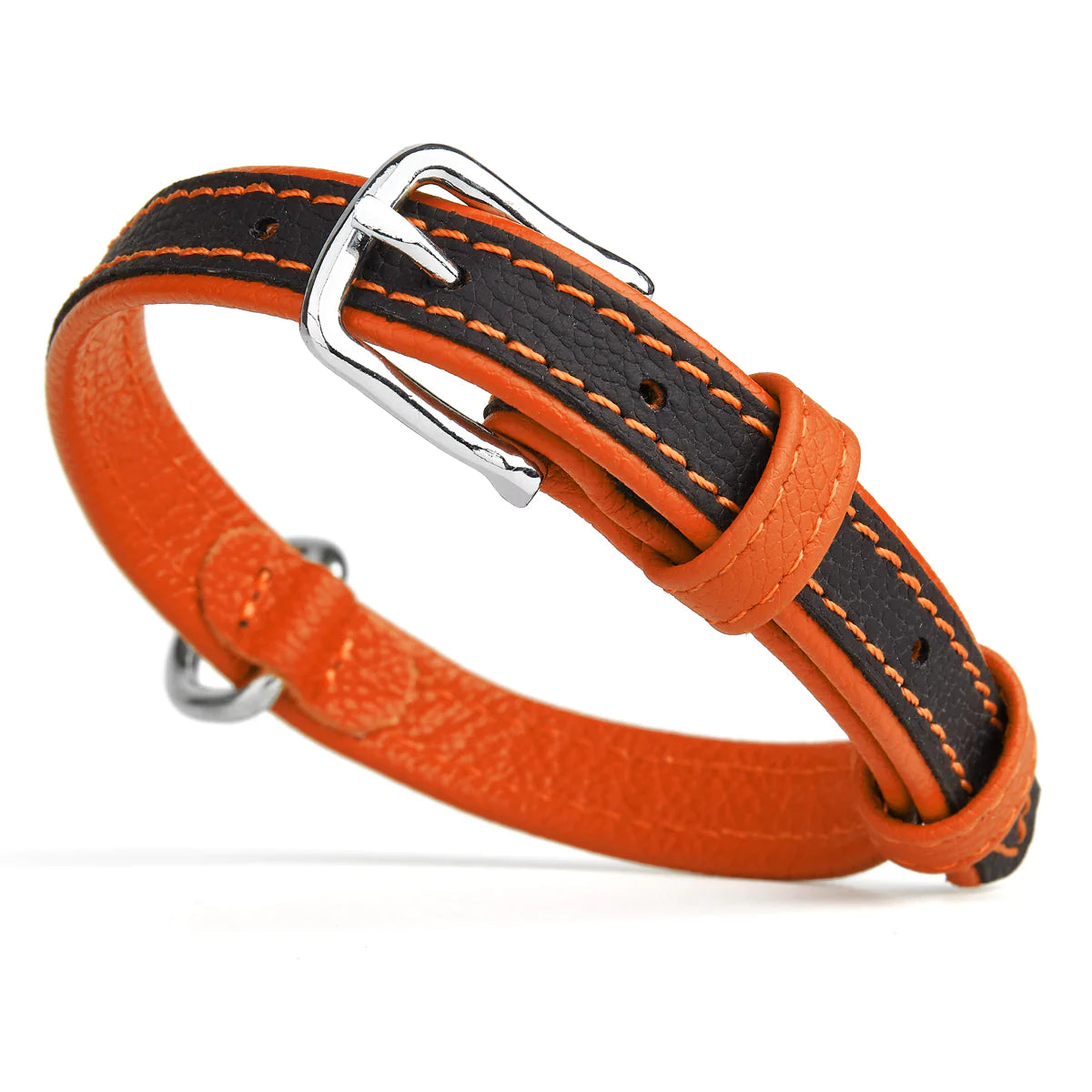 Soft Leather Dual-Color Flat Collar