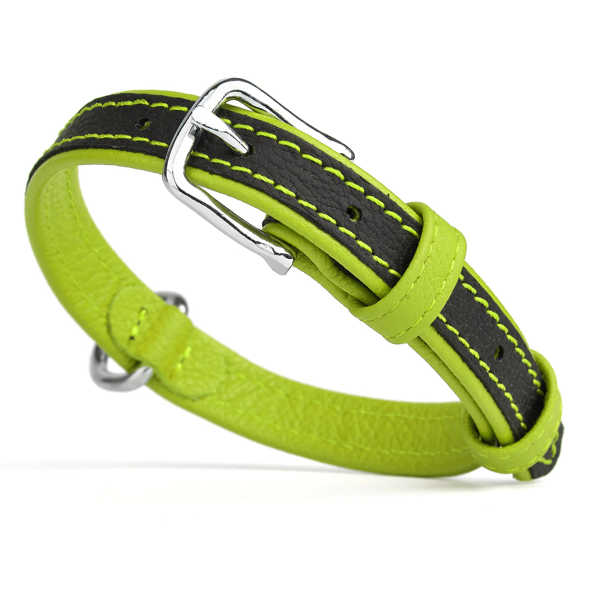 Soft Leather Dual-Color Flat Collar