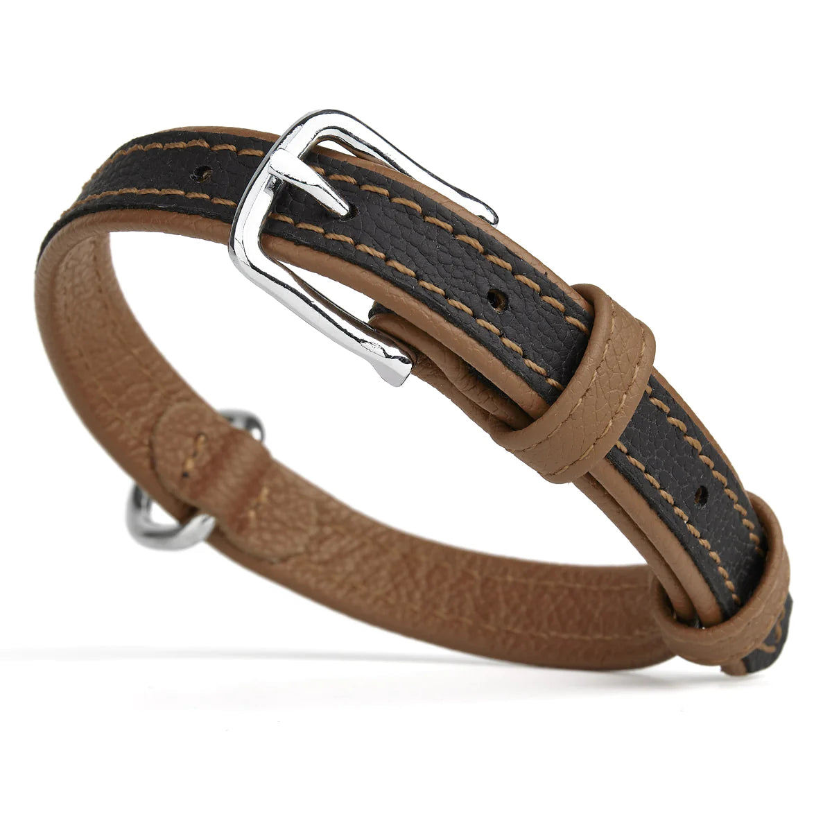 Soft Leather Dual-Color Flat Collar
