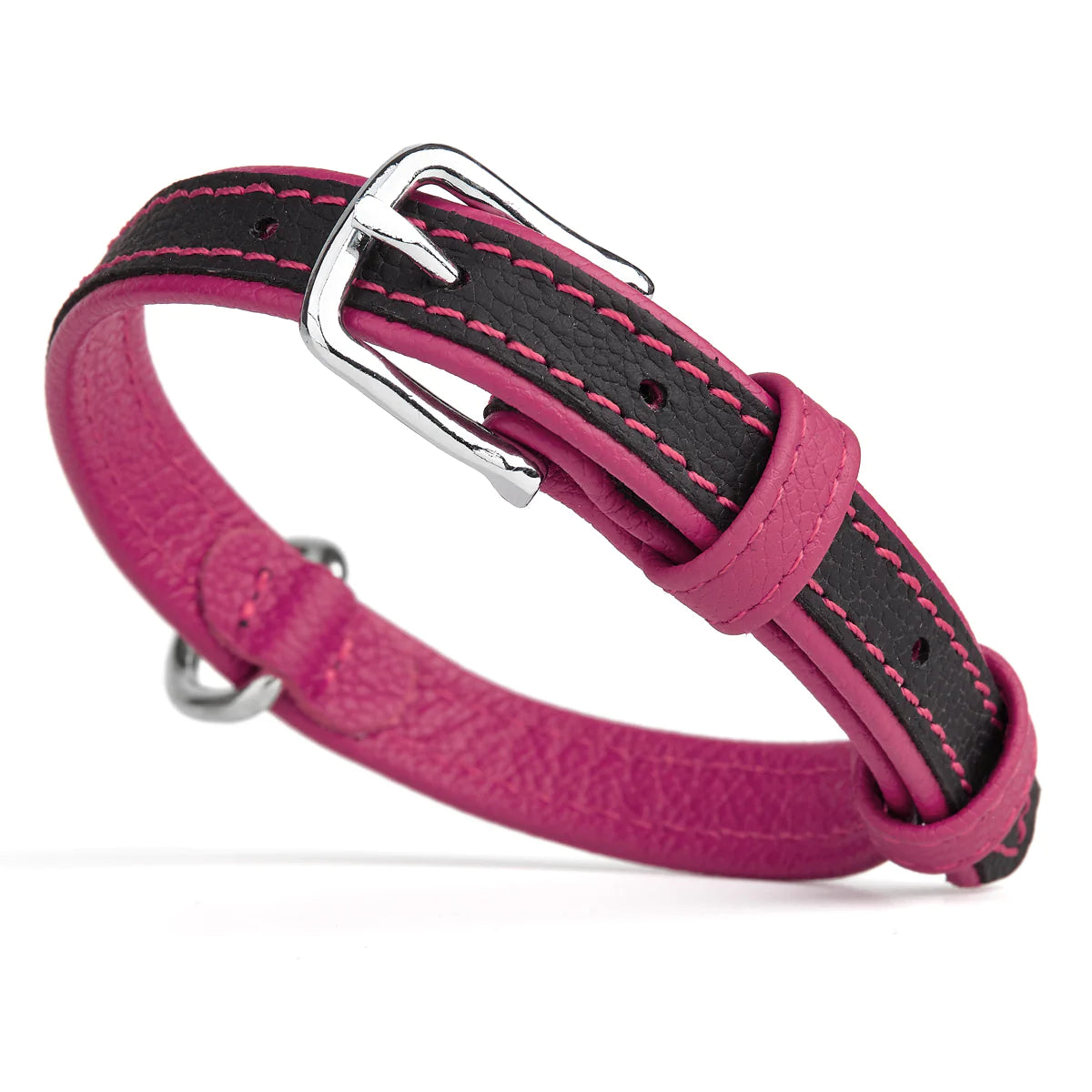 Soft Leather Dual-Color Flat Collar