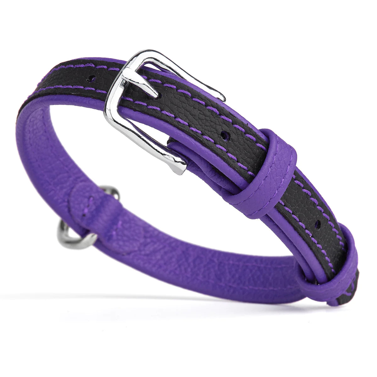 Soft Leather Dual-Color Flat Collar