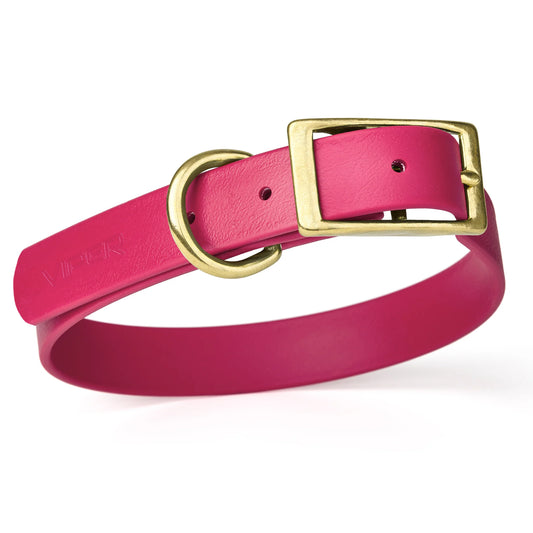 Size XL (22 to 25 inches)-Viper Biothane Waterproof Collar -  Brass Hardware