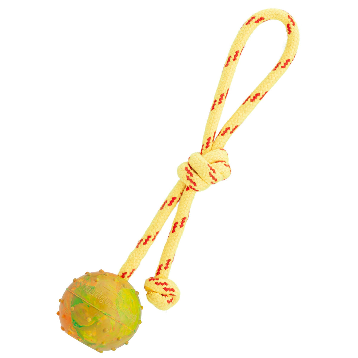 FDT Rubber Dog Ball on Rope – Small 2" (5 cm) – Solid