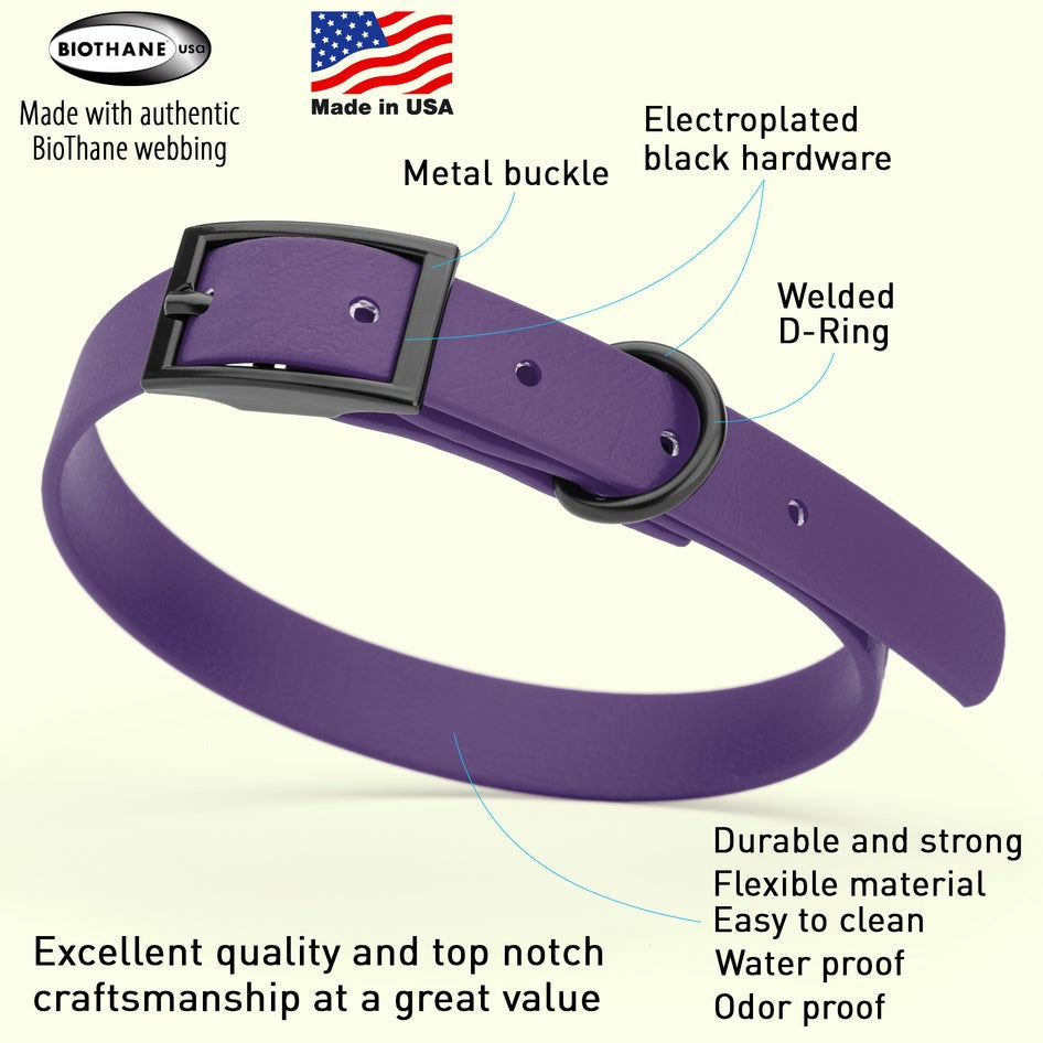 Biothane Waterproof Collar - Wide - L (16 to 20 inches)