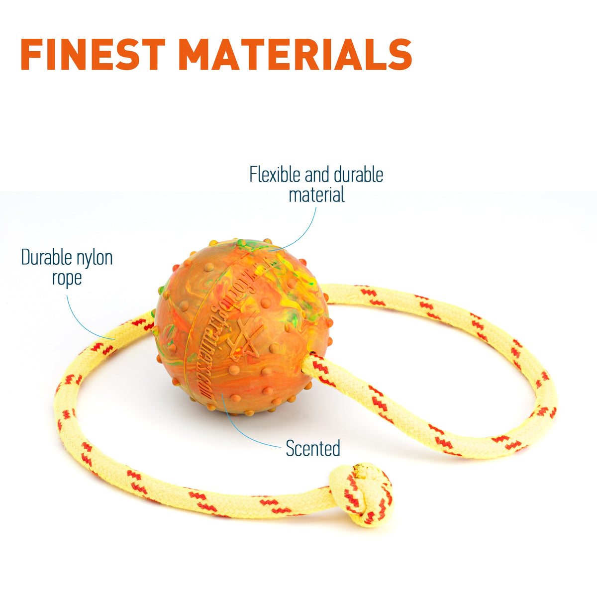 FDT Solid Rubber Dog Ball on Rope – Large 2.75" (7 cm) – view 5