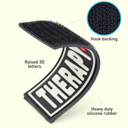 3D Rubber "Therapy Dog" Removable Patches for Dog Harness and Vest