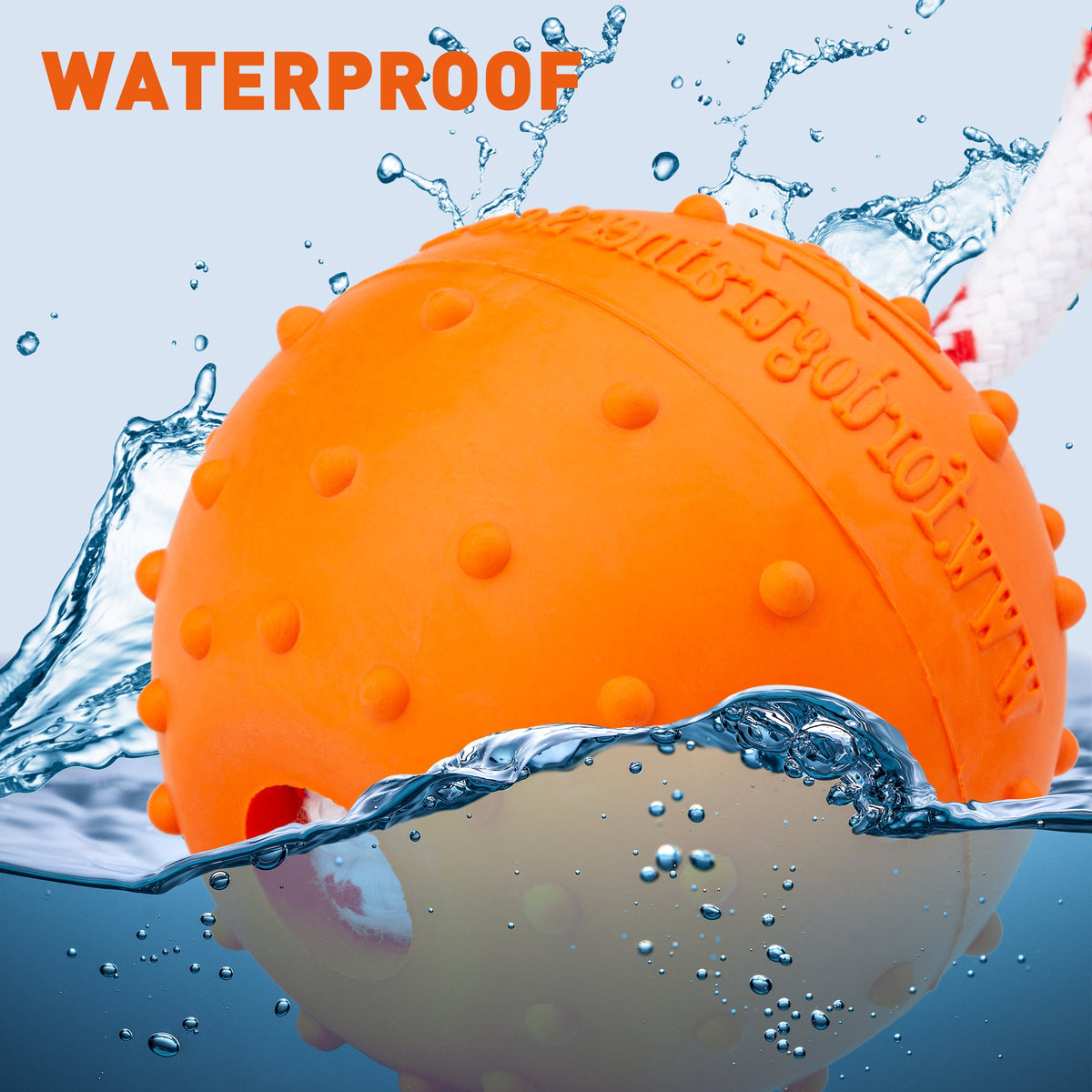 FDT Solid Rubber Dog Ball with Rope – Water Fetch Toy – view 8