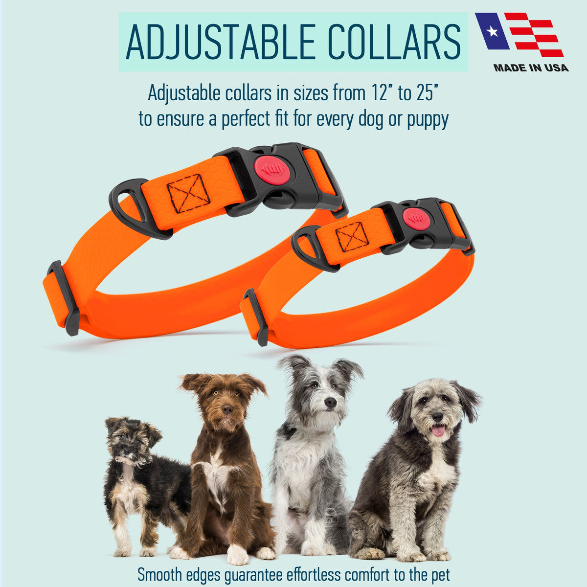 Waterproof Dog Collar with Safety Lock Buckle – Biothane HEX Collar – view 17