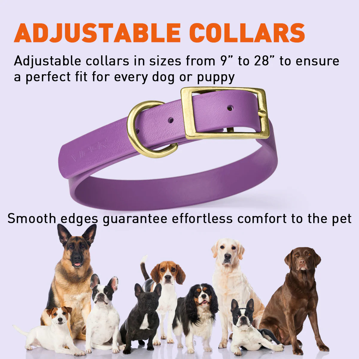 Viper Biothane Waterproof Collar - Brass Hardware - Size XL (22 to 25 inches)