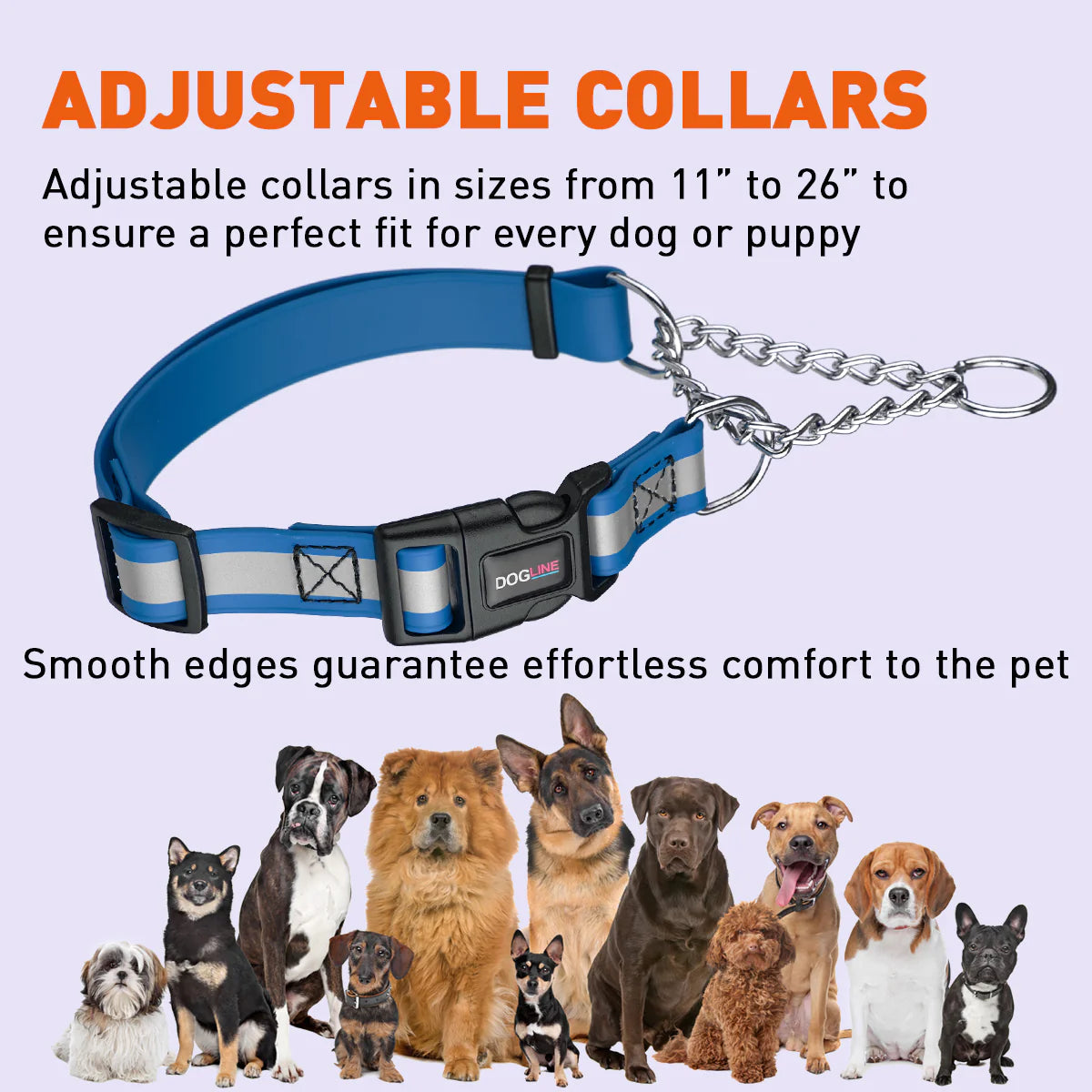 Reflective Biothane Martingale Collar with Quick Release Buckle