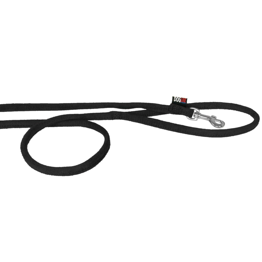 Comfort Microfiber Round Dog Leash – Soft Lightweight Leash 4 ft & 6 ft – Black
