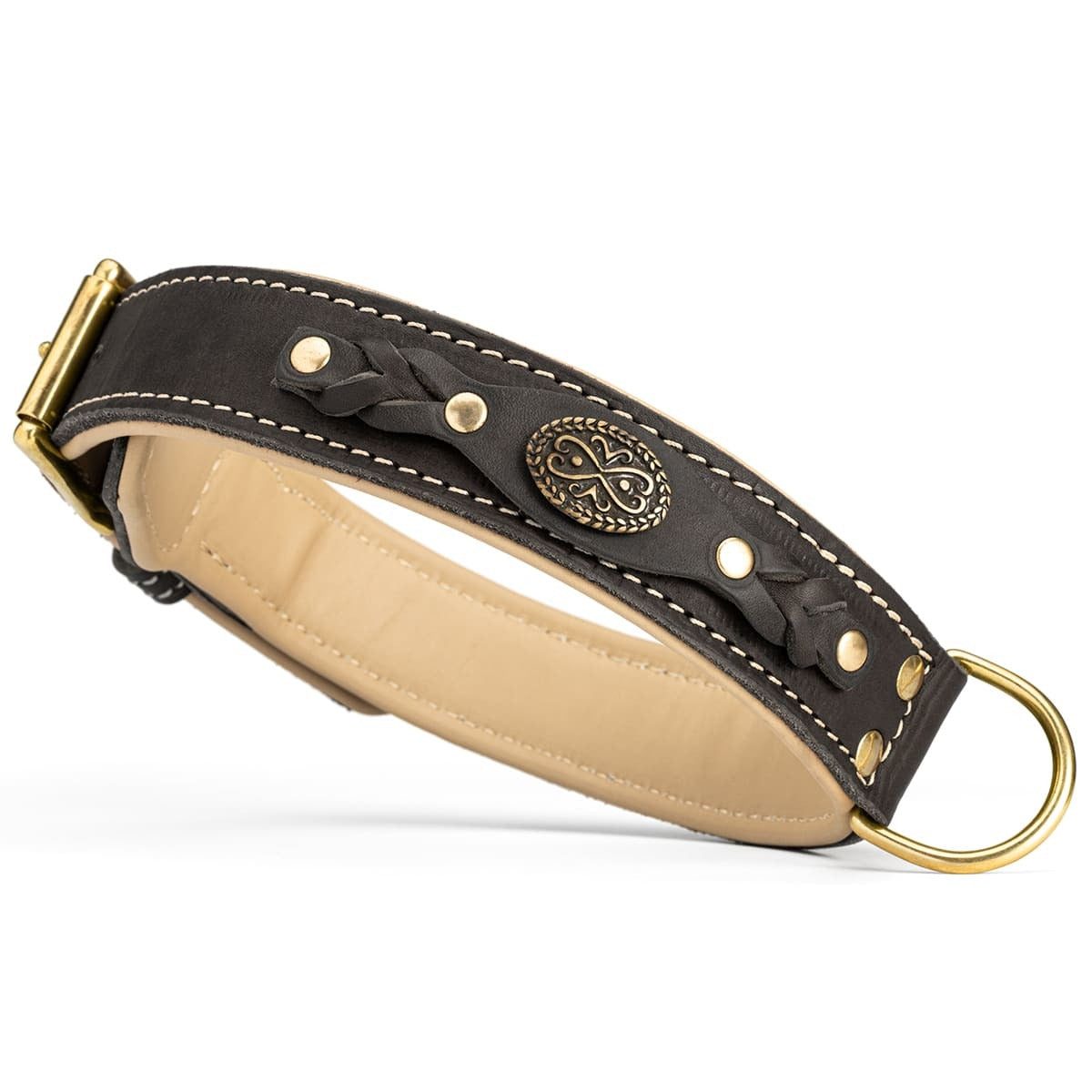 Royal Nappa Padded Braided Dog Collar for Fashion Walking