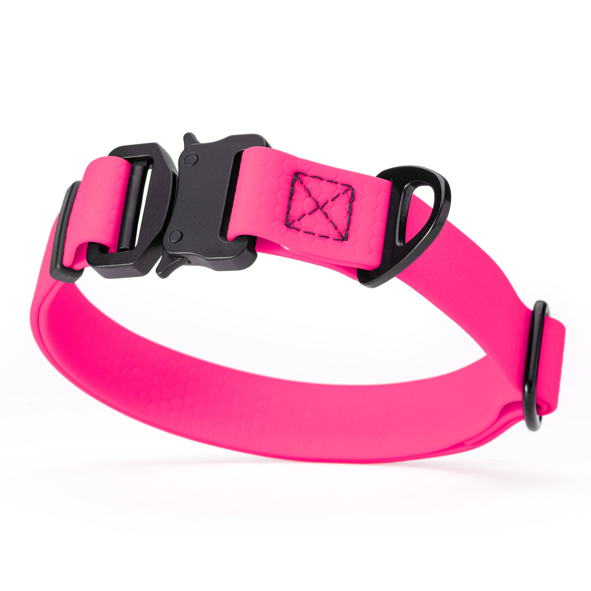 Waterproof Dog Collar with Metal Stab-Lock Buckle – Heavy-Duty Biothane HEX Collar – W 3/4" x L 12-19", W 1" x L 15-25"