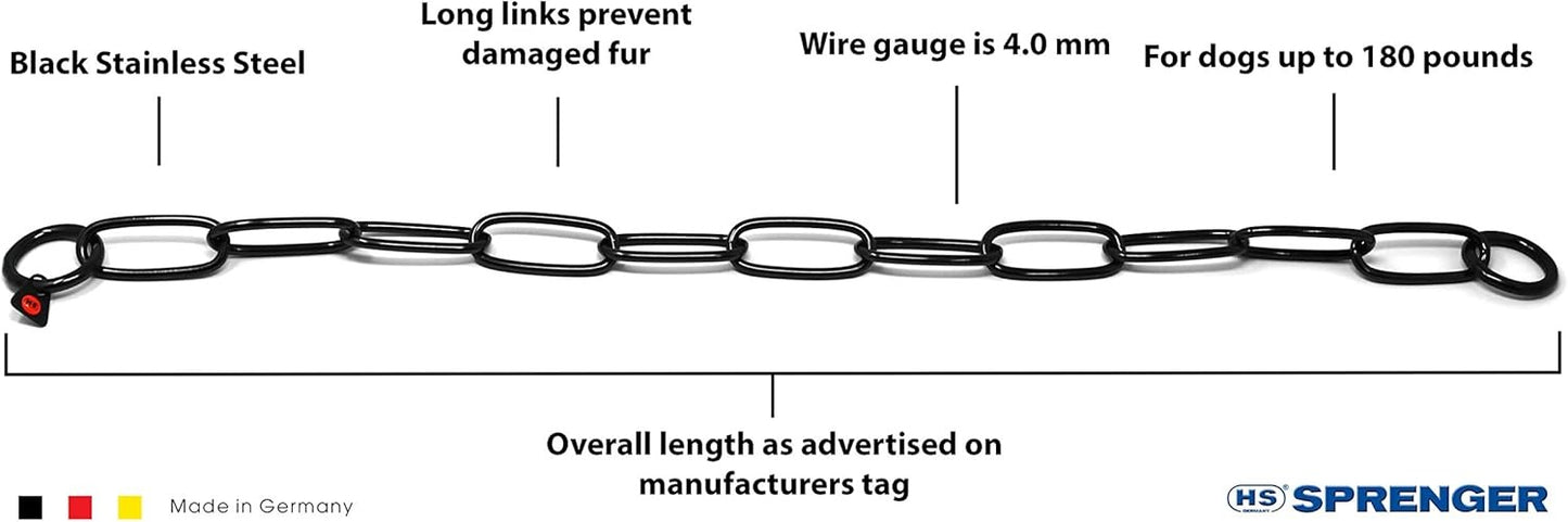 Herm Sprenger Black Long Link Fur Saver