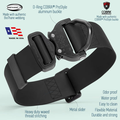 Viper BioThane Tactical Dog Collar with Cobra Prostyle D-Ring Buckle, 1.75in (45mm) Wide – Heavy-Duty, Waterproof, Odor-Resistant K9 Gear | Adjustable Fit for Active and Working Dogs