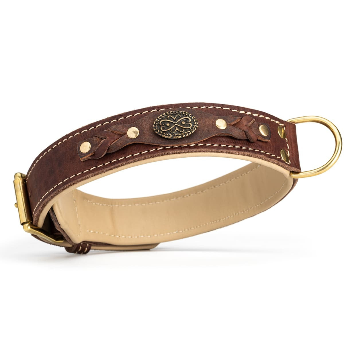 Royal Nappa Padded Braided Dog Collar for Fashion Walking