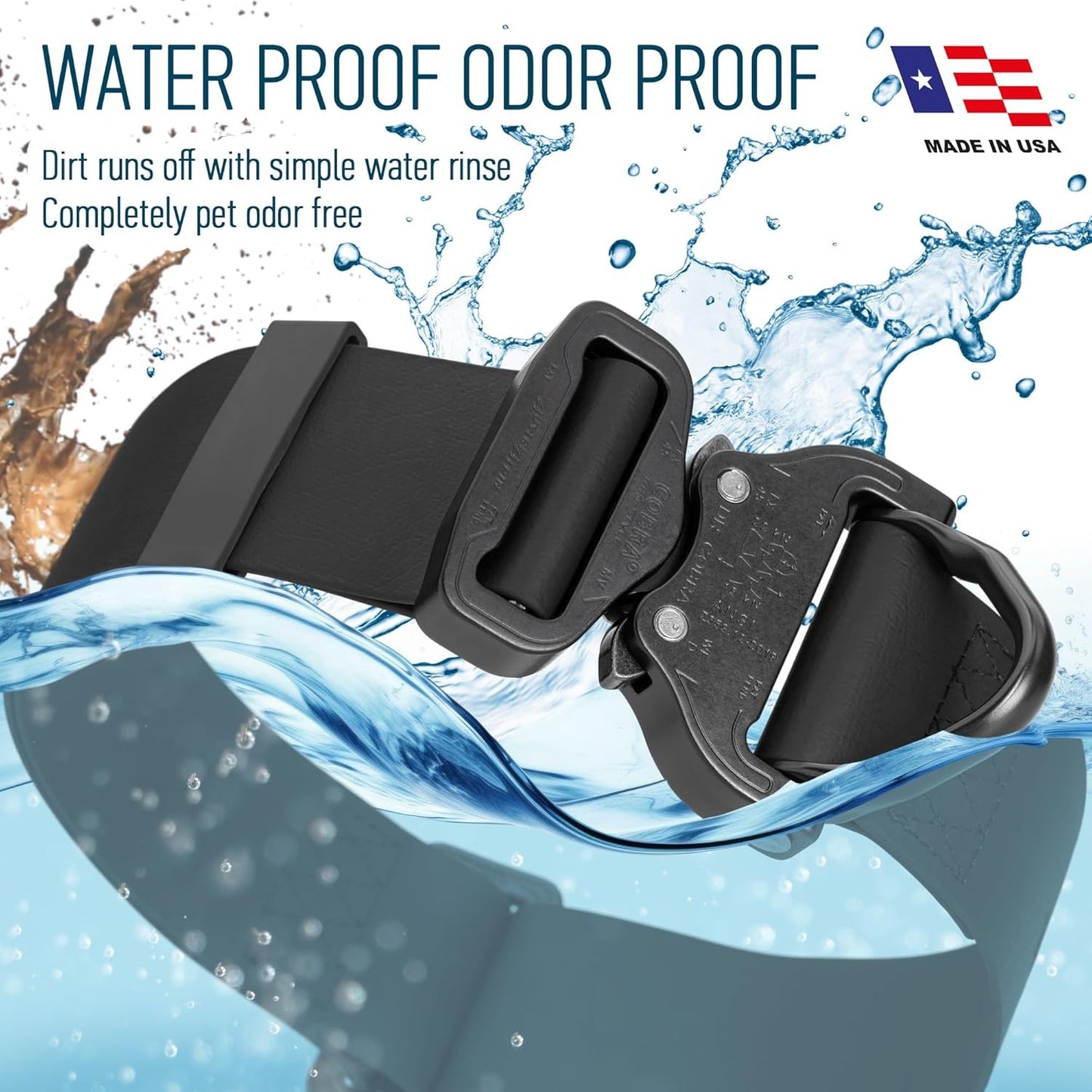 Viper BioThane Tactical Dog Collar with Cobra Prostyle D-Ring Buckle, 1.75in (45mm) Wide – Heavy-Duty, Waterproof, Odor-Resistant K9 Gear | Adjustable Fit for Active and Working Dogs