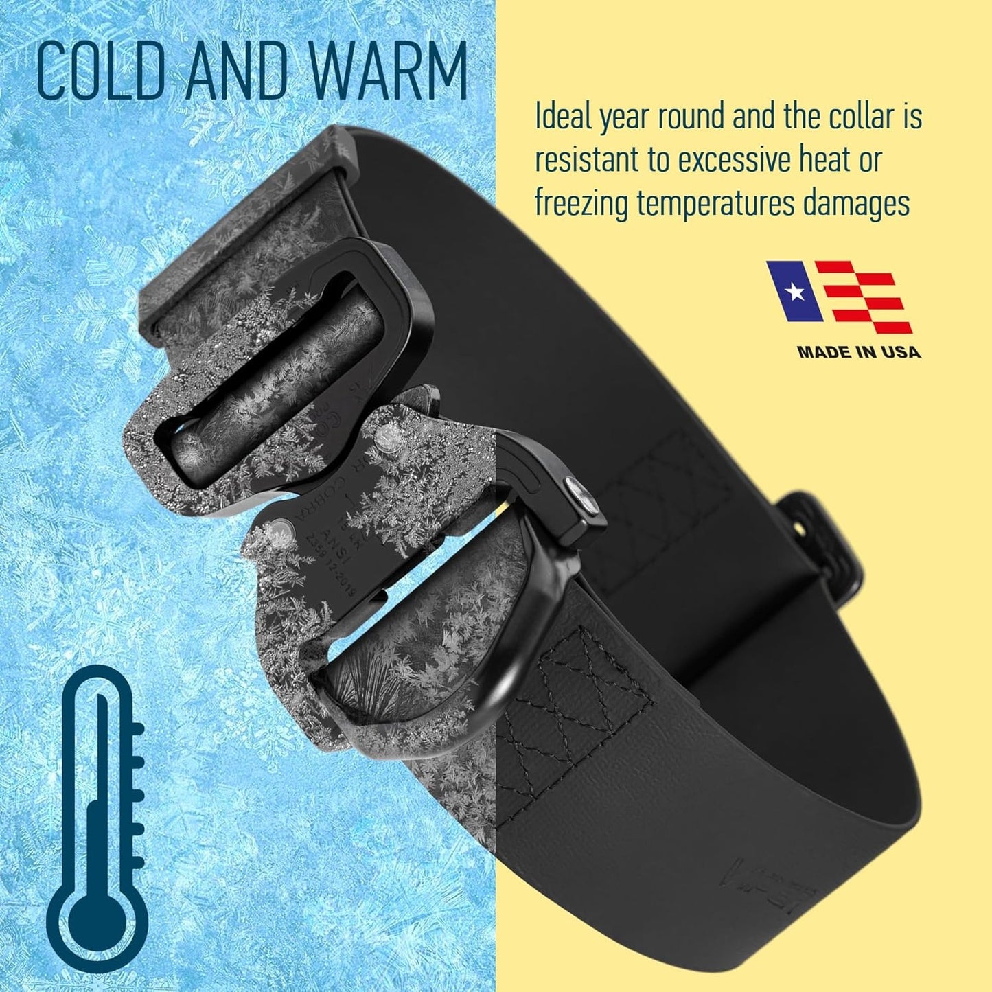 Viper BioThane Tactical Dog Collar with Cobra Prostyle D-Ring Buckle, 1.75in (45mm) Wide – Heavy-Duty, Waterproof, Odor-Resistant K9 Gear | Adjustable Fit for Active and Working Dogs