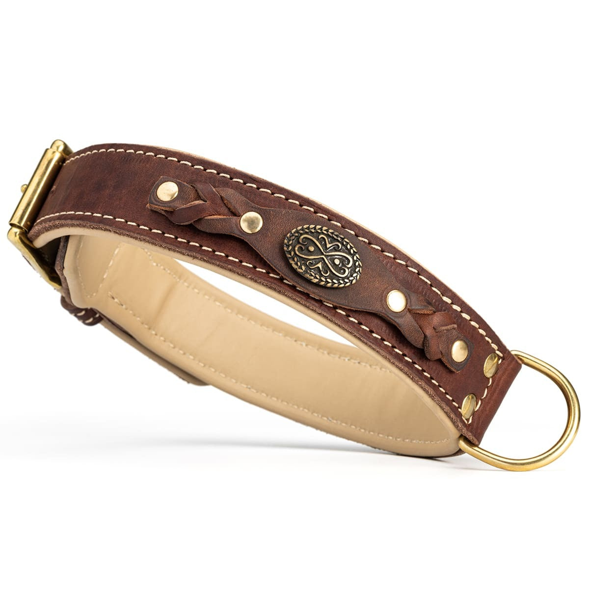 Royal Nappa Padded Braided Dog Collar for Fashion Walking