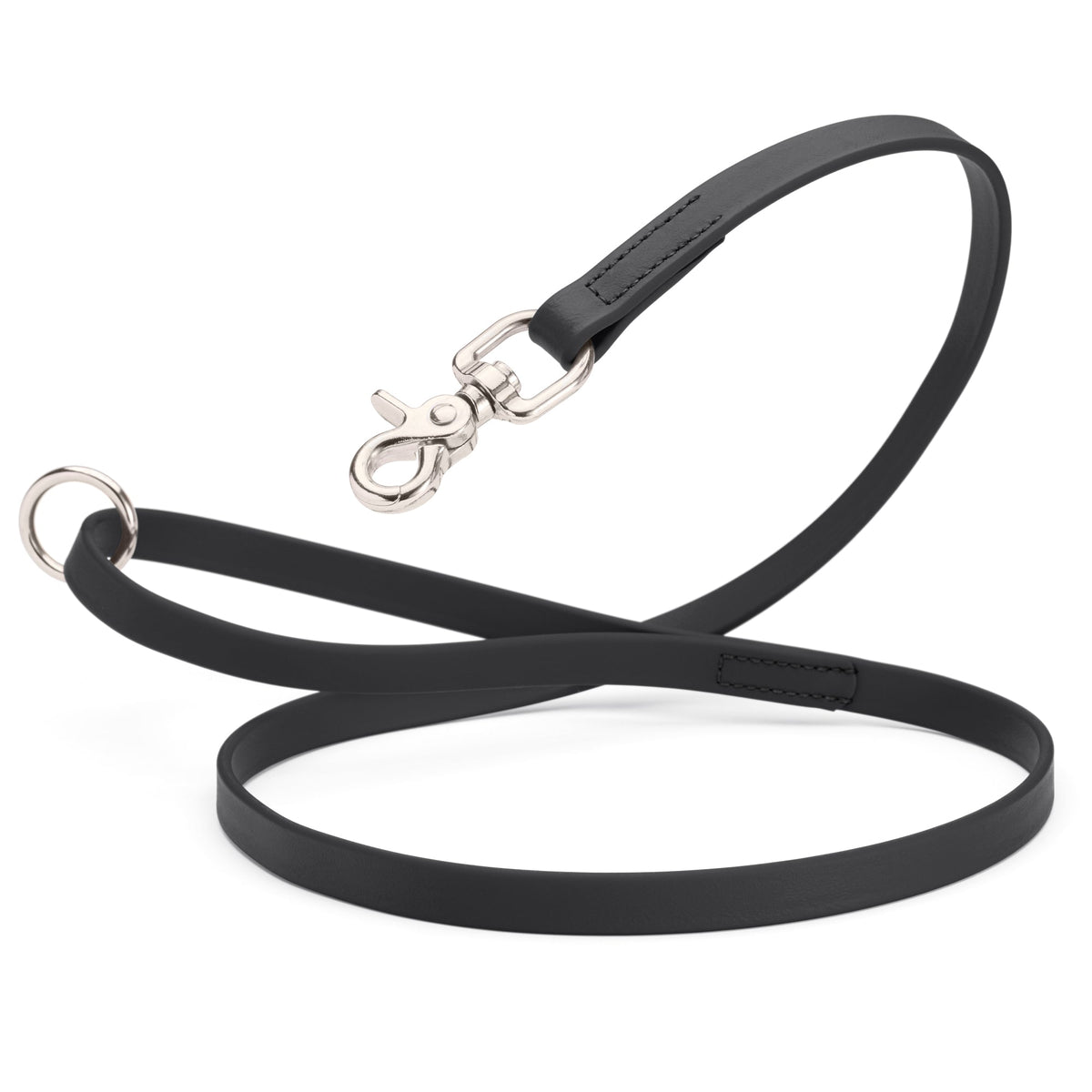 Biothane Long Line, Nickel Snap – 10 to 33 ft – Black