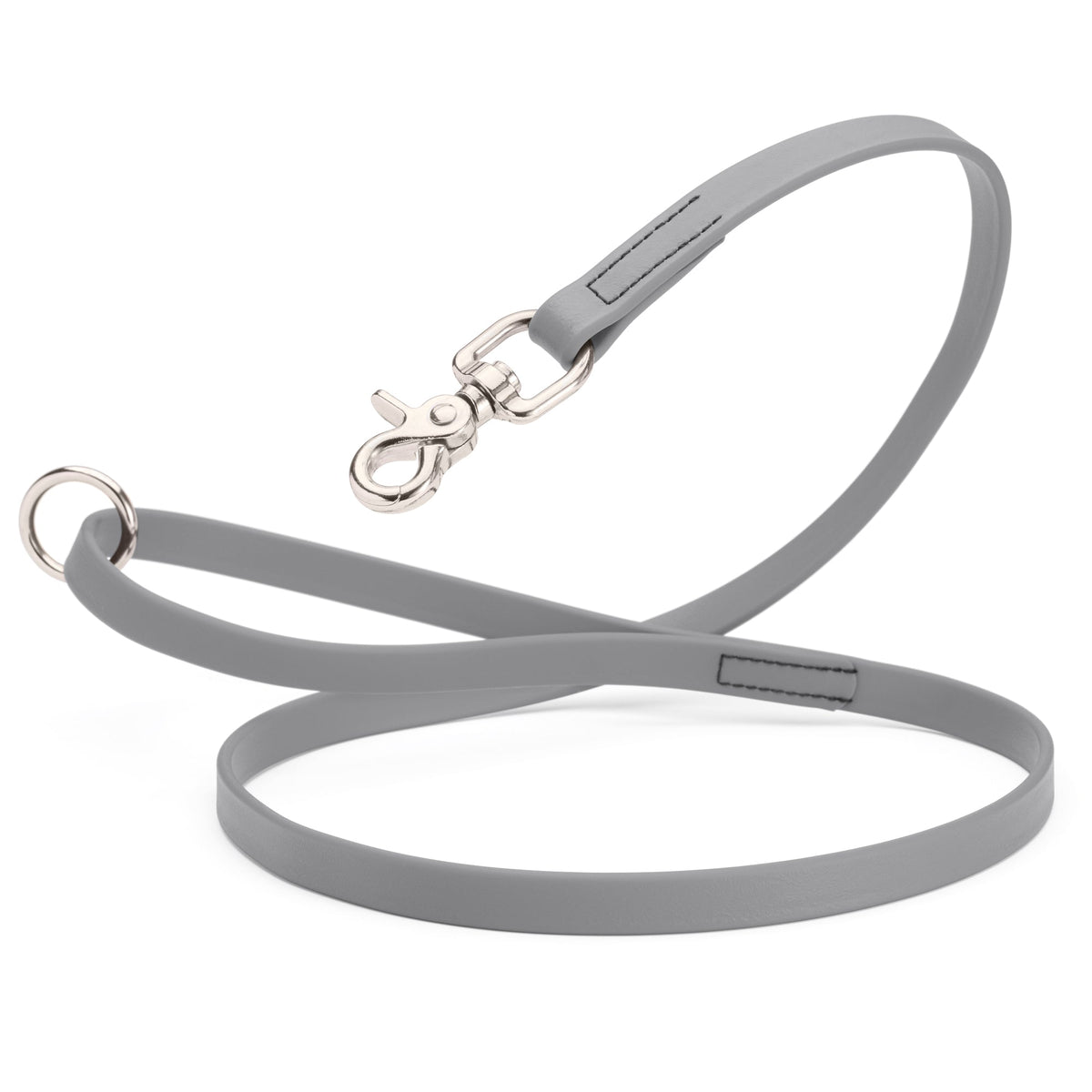 Biothane Long Line, Nickel Snap – 10 to 33 ft – Battleship Gray