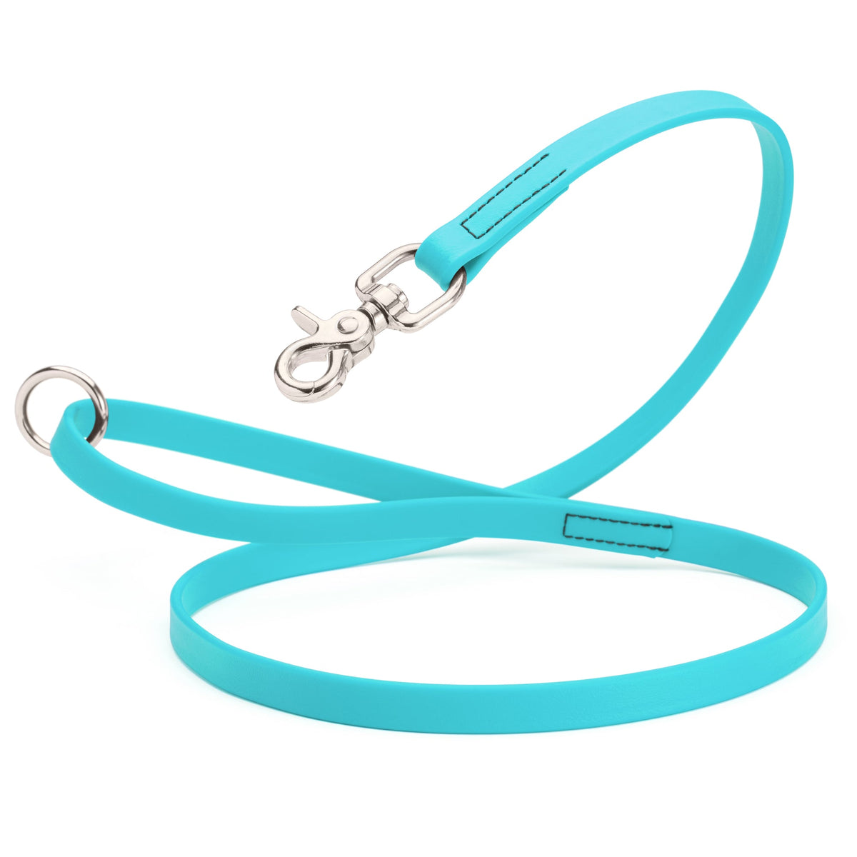 Biothane Long Line, Nickel Snap – 10 to 33 ft – Sky Blue