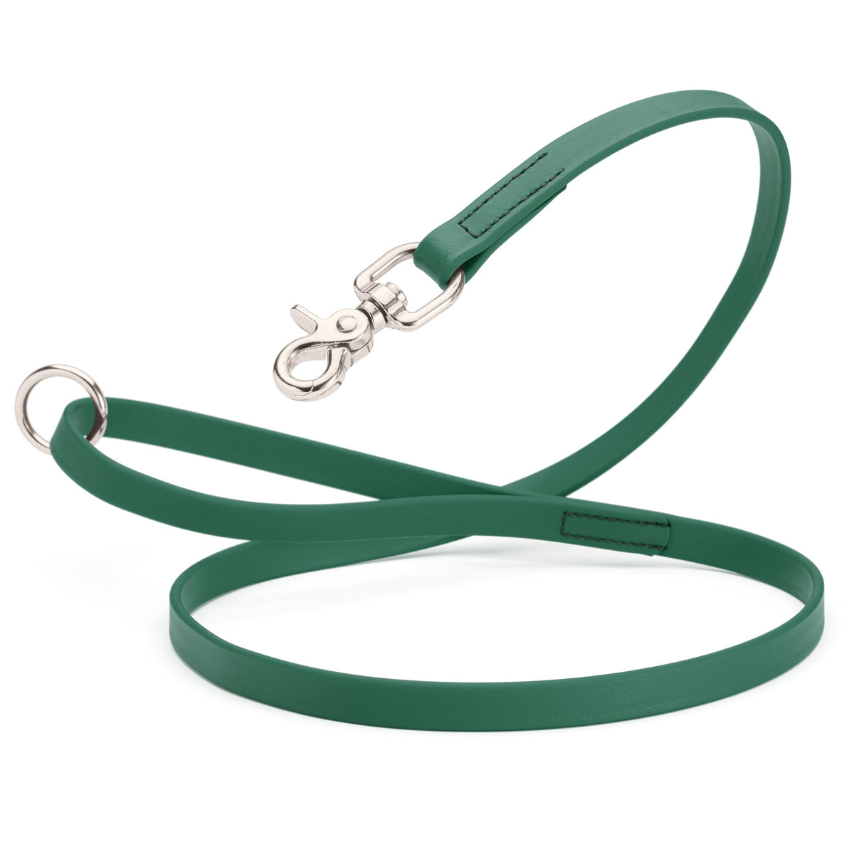 Biothane Long Line, Nickel Snap – 10 to 33 ft – Hunter Green