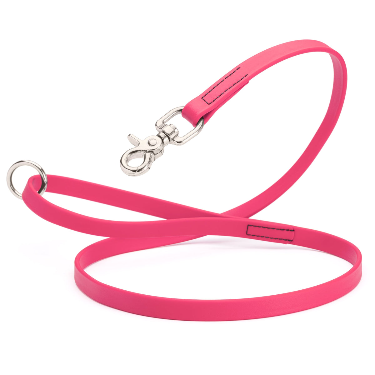 Biothane Long Line, Nickel Snap – 10 to 33 ft – Passionfruit Pink