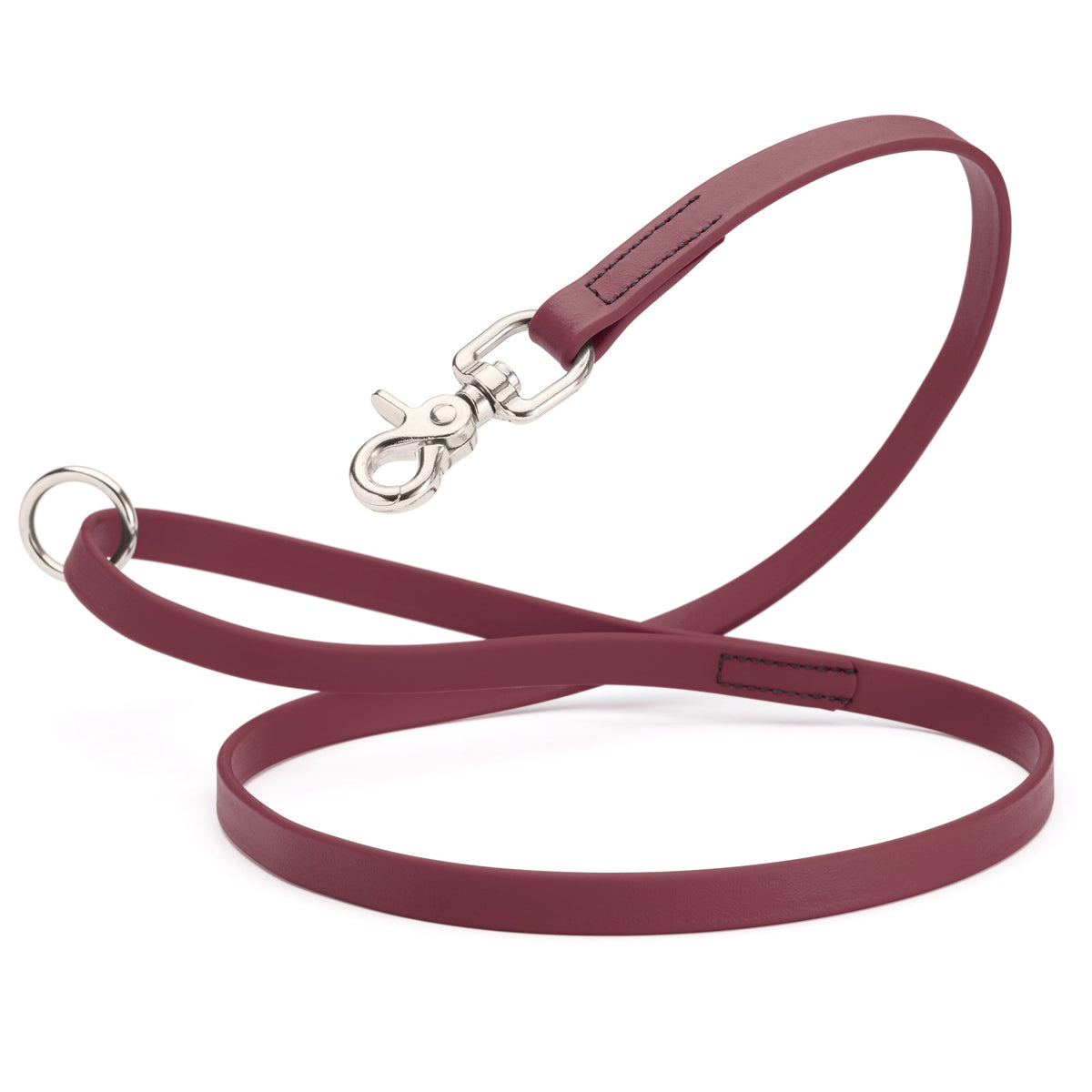 Biothane Long Line, Nickel Snap – 10 to 33 ft – Merlot Burgundy