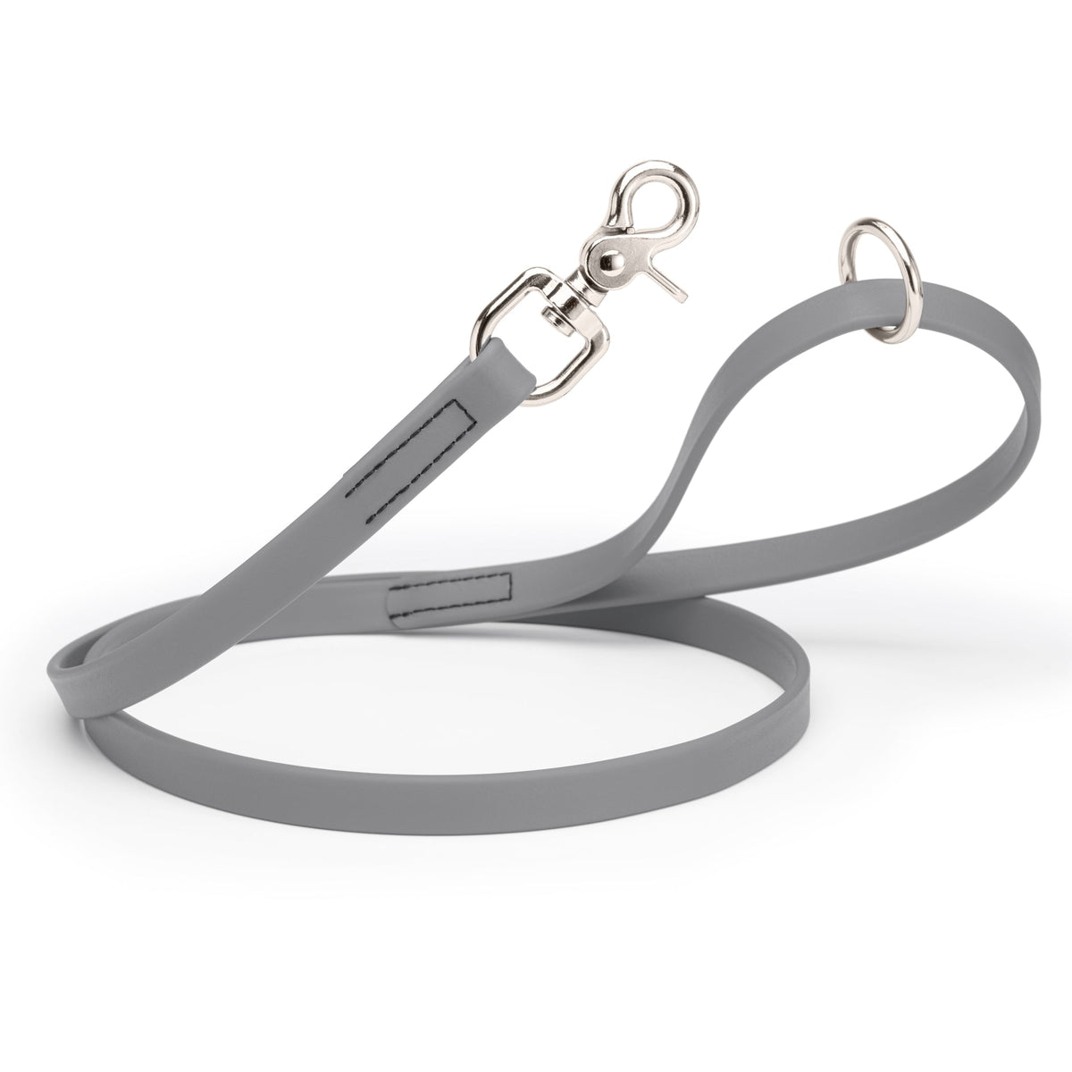 Biothane Long Line, Nickel Snap – 10 to 33 ft – Battleship Gray