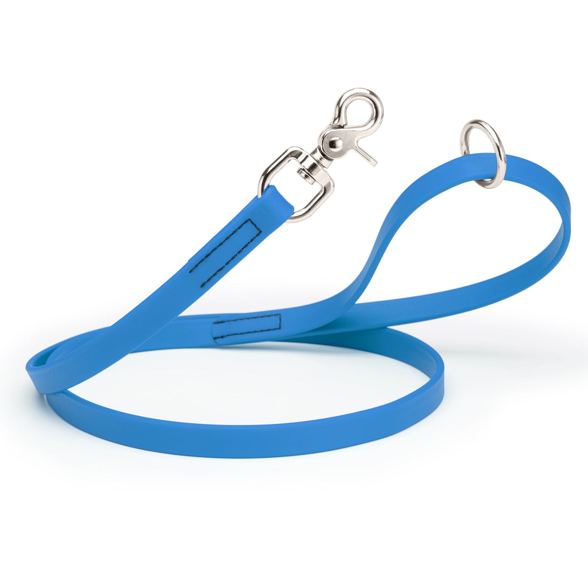 Biothane Long Line, Nickel Snap – 10 to 33 ft – Cerulean Blue