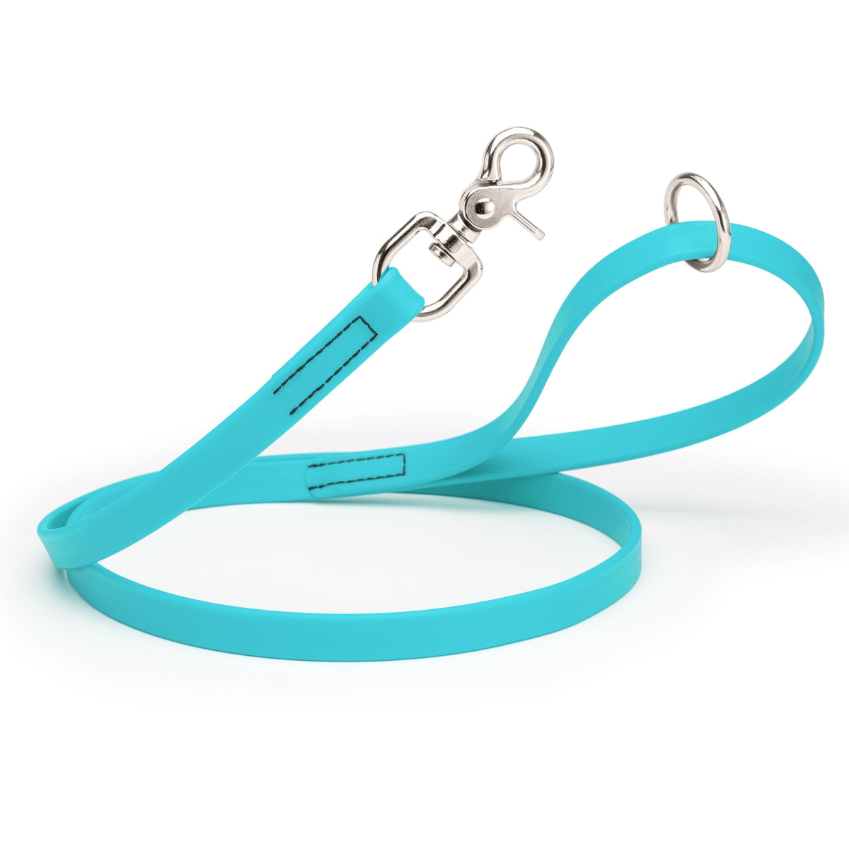 Biothane Long Line, Nickel Snap – 10 to 33 ft – Sky Blue
