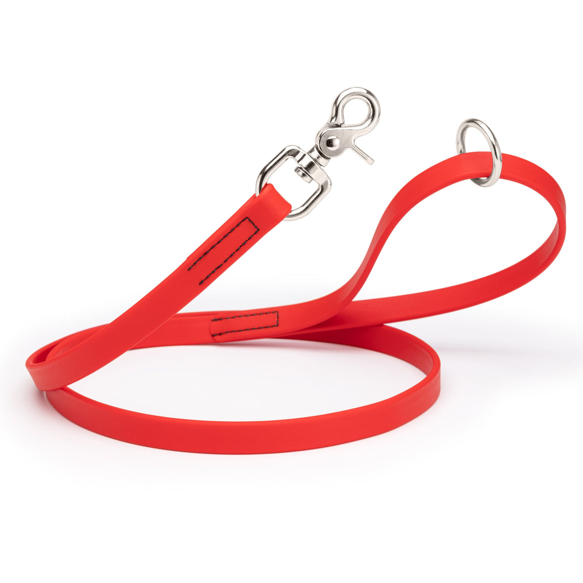Biothane Long Line, Nickel Snap – 10 to 33 ft – Cherry Red